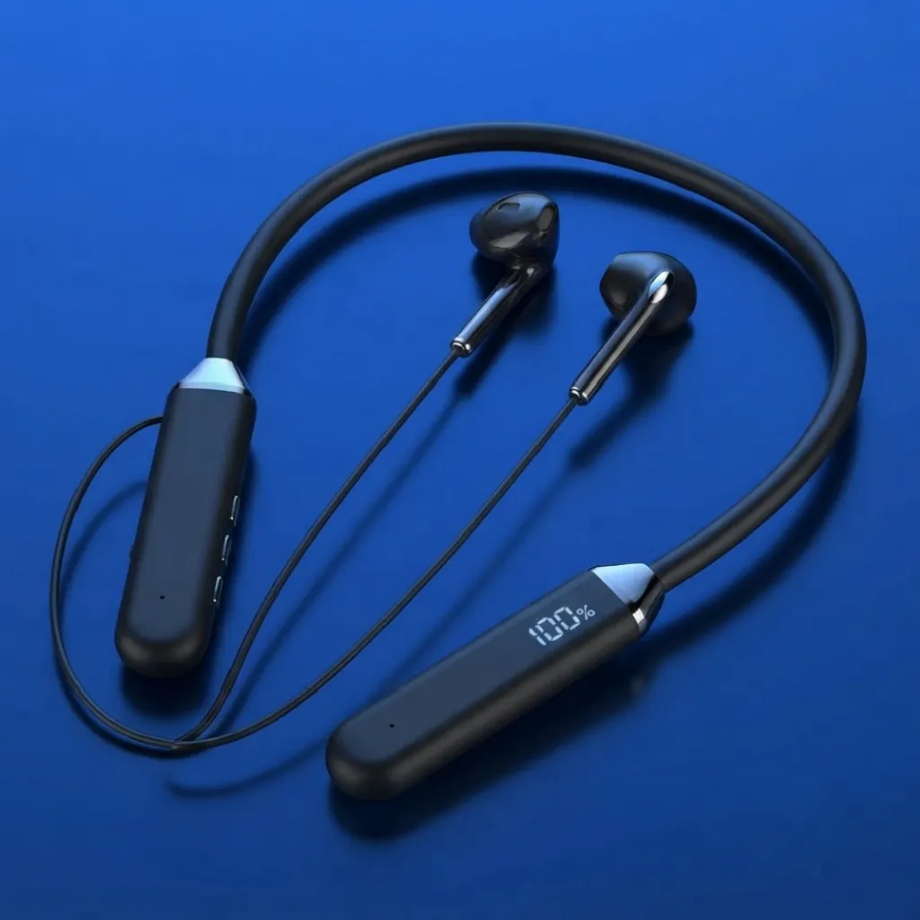 [100 in Stock] Black Long-Lasting Battery With Fast Charge 1 Wireless Neckband