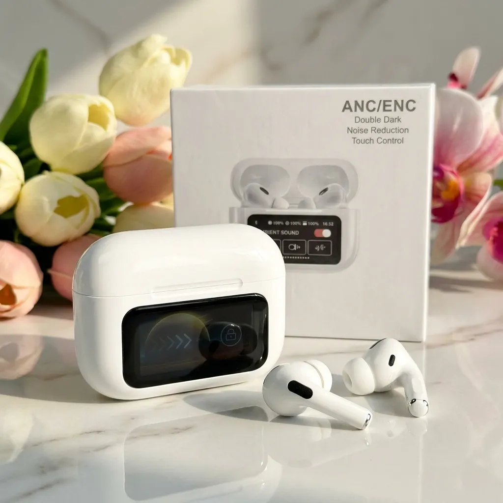 [1 in Stock] Active Noise Cancelling Wireless Earbuds White Bluetooth 5 Touch Control