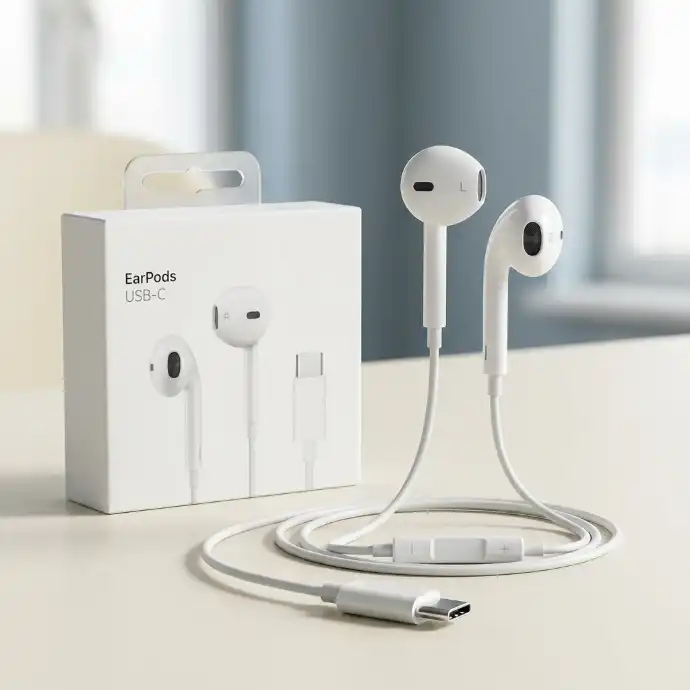 [490 in Stock] USB-C Wired Earphones with Mic | Comfortable Type-C Earphones – White